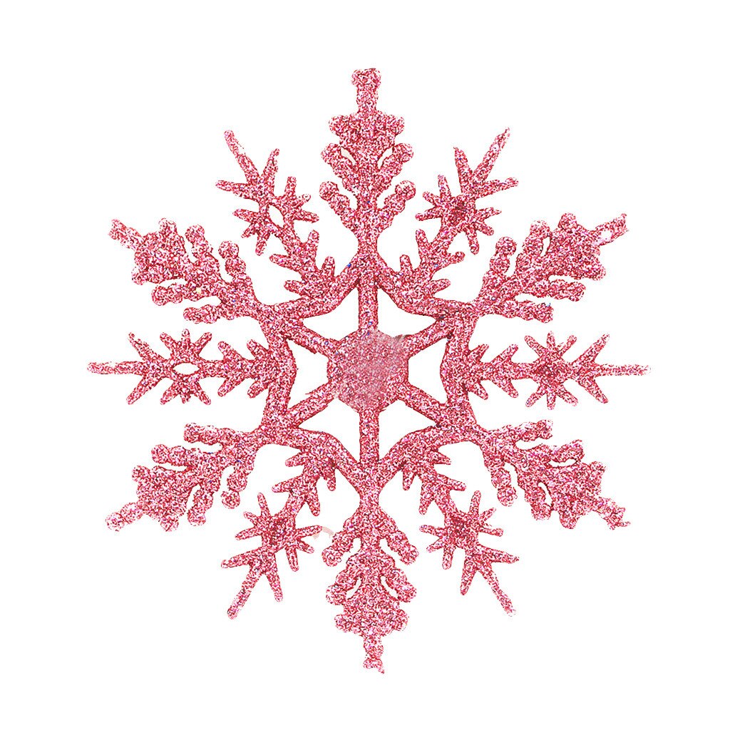10Pcs Glitter Snowflake Christmas Ornaments Xmas Tree Hanging Decoration 10cm Christmas Decoration boże narodzenie: Pink