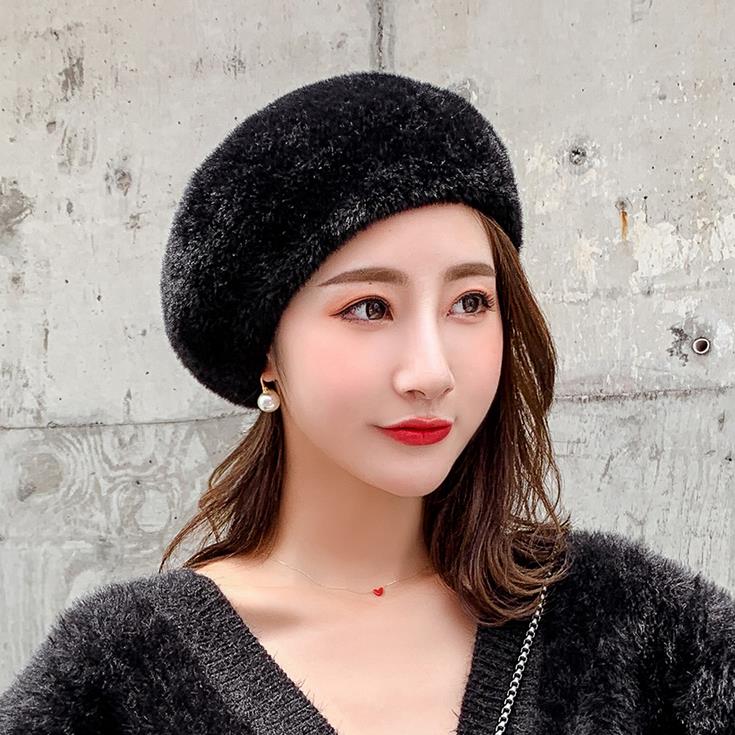 Faux velvet woman beret ladies Parisian style hats autumn winter night hat woman girl birthday christmas