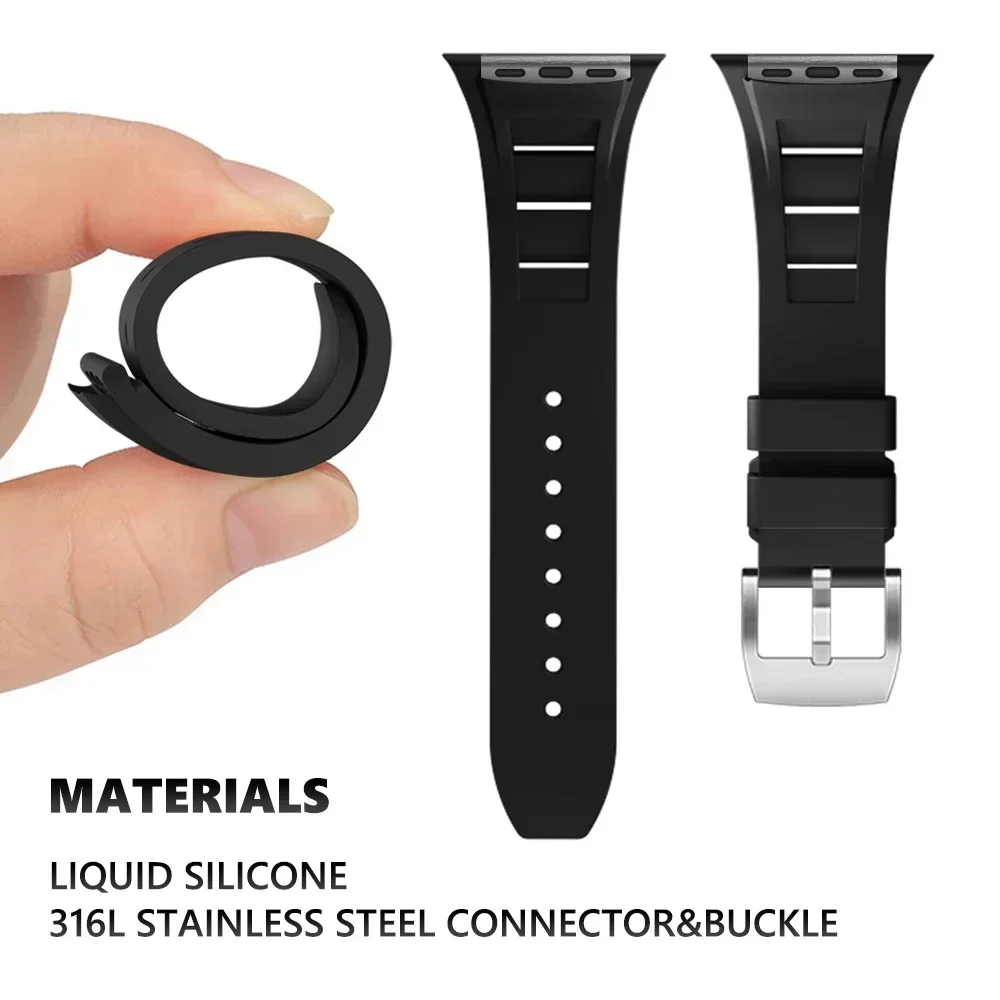 Rubber Soft Band for Apple Watch 49mm 46mm 45mm 44mm Silicone Sports Strap for IWatch Series Ultra 2/1 10 9 8 7 6 5 Se Bracelet