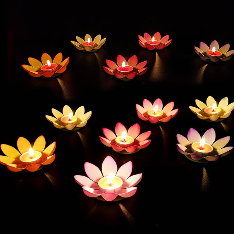 6 stk vand flydende lanterne flod lys til fødselsdag ønske lampe stearinlys vand lampe bedende lotus lampe (tilfældig farve)