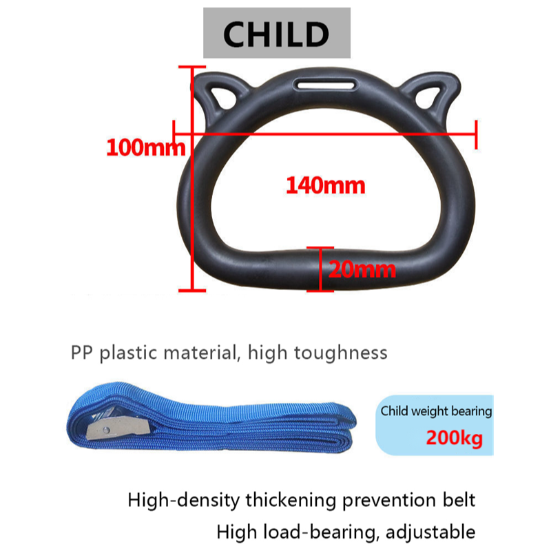 Gymnastic Rings Set Childrens Home Fitness Training Equipment with Adjustable Buckle Heightening Pull Ring for Physical Training