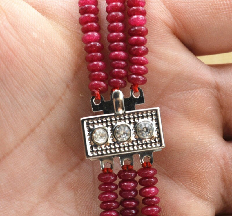 brésil véritable TOP naturel 3 rangées 2X4mm perles rouges collier bijoux