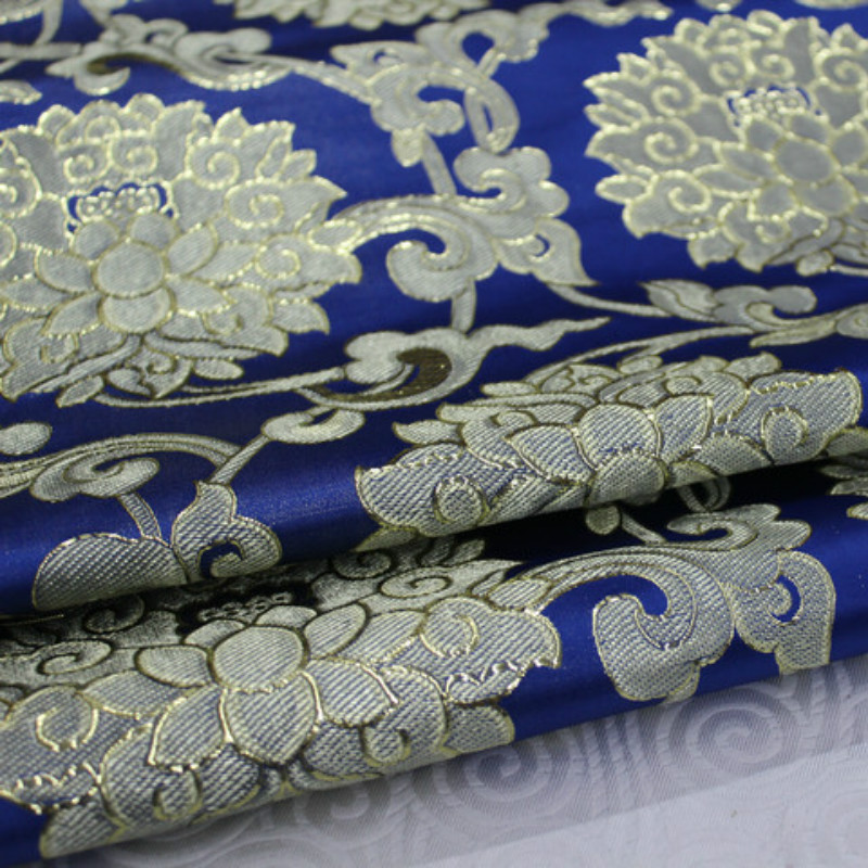 Tkanina Żakardowa Brokatowa - 75cm - Satyna Damask Faux Złoto Jedwab - Na Cheongsam, Lalki, Suknie Mongolskie