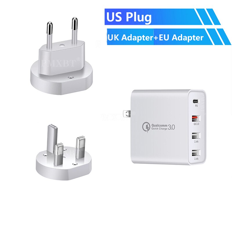 48W Quick Charger USB Type C PD Charger For iPhone 11 iPad Pro QC 3.0 Fast Charging for Samsung Wall US EU AU UK Plug Adapter: White / EU UK Plug