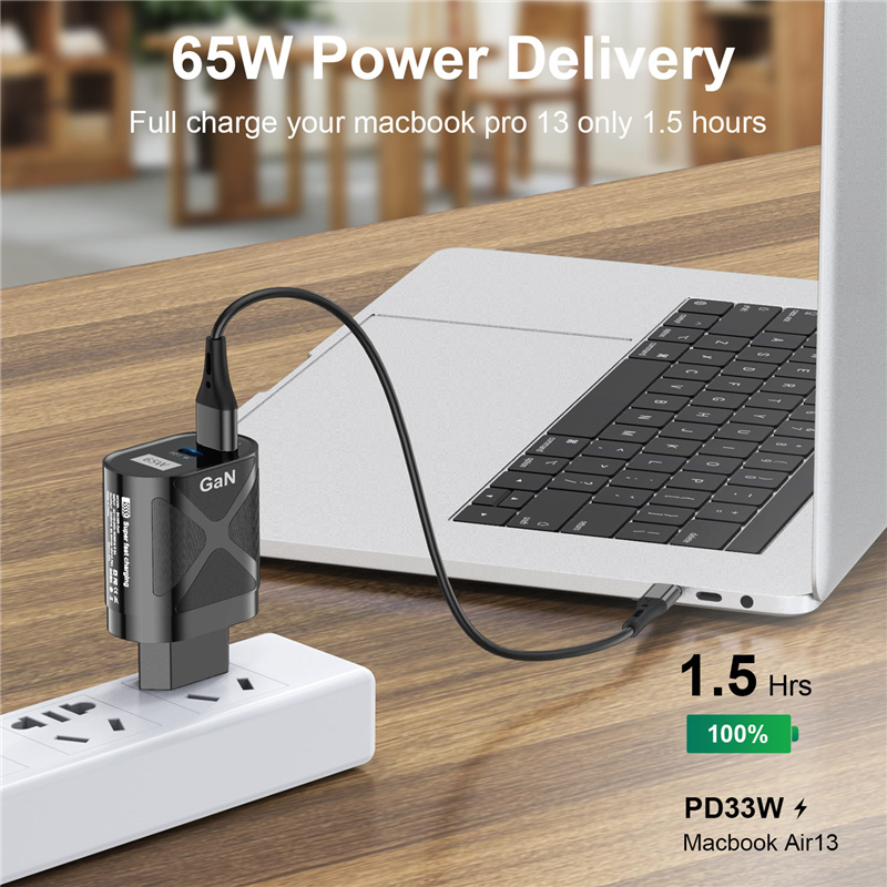 Uslion 65W Gan Charger Pd 3.0 Type-C Snelle Oplader Voor Macbook Pro Laptop Usb 3.0 Snel Opladen voor Iphone 13 Pro Huawei Xiaomi