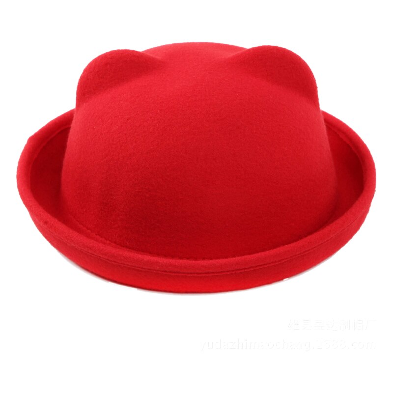 [dingdnshow] trend fedora hat unik sød voksen uld vinter og efterår floppy hat med ører kvindelig gorro til kvinder