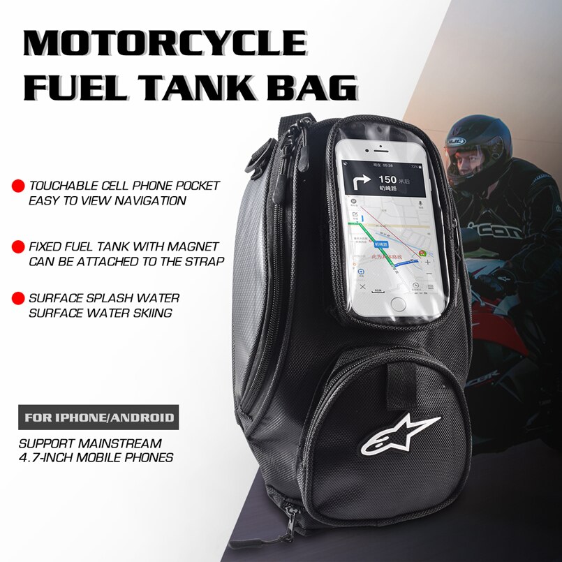 Motorcykeltank taske olie brændstoftaske magnetisk moto sadel bagage gps telefon taske større vindueskuffert til iphone samsung