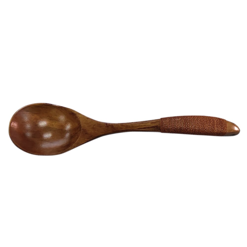 Japanese Style Natural Long Handle Wooden Spoon Soup Porridge Spoon Teaspoon Healthy Children Tableware