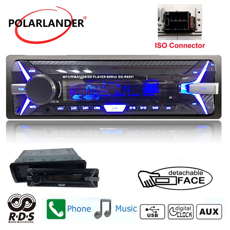 Autoradio Auto radio coche panel desmontable Bluetooth audio estéreo radio cassette player 1 din USB FM TF tarjeta AUX en RDS +