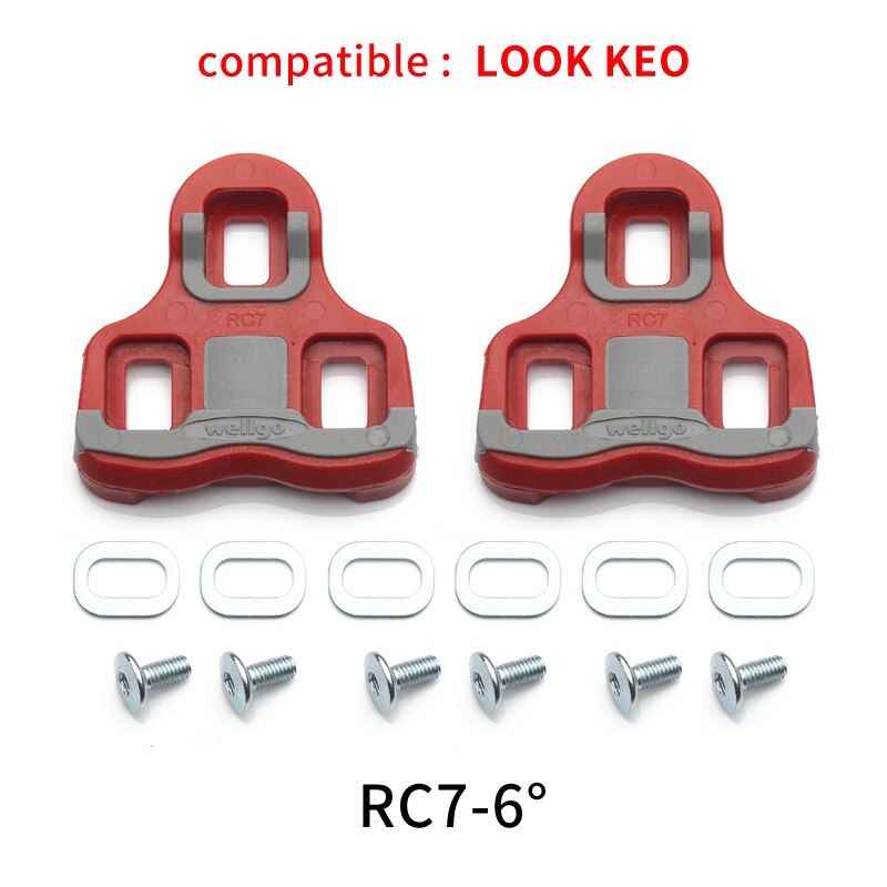 Wellgo Bicycle Pedals Cleats Accessories RC7 Black/Red road bike shoes Cleats Locking Plate / Splint compatible with LOOK KEO: RC7 Red