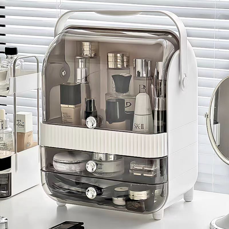 Pyłoszczelna gablota kosmetyczna robić przechowywania kosmetyków próżność Organizer z przezroczystą pokrywką Przenośne pudełko robić przechowywania kosmetyków na blacie