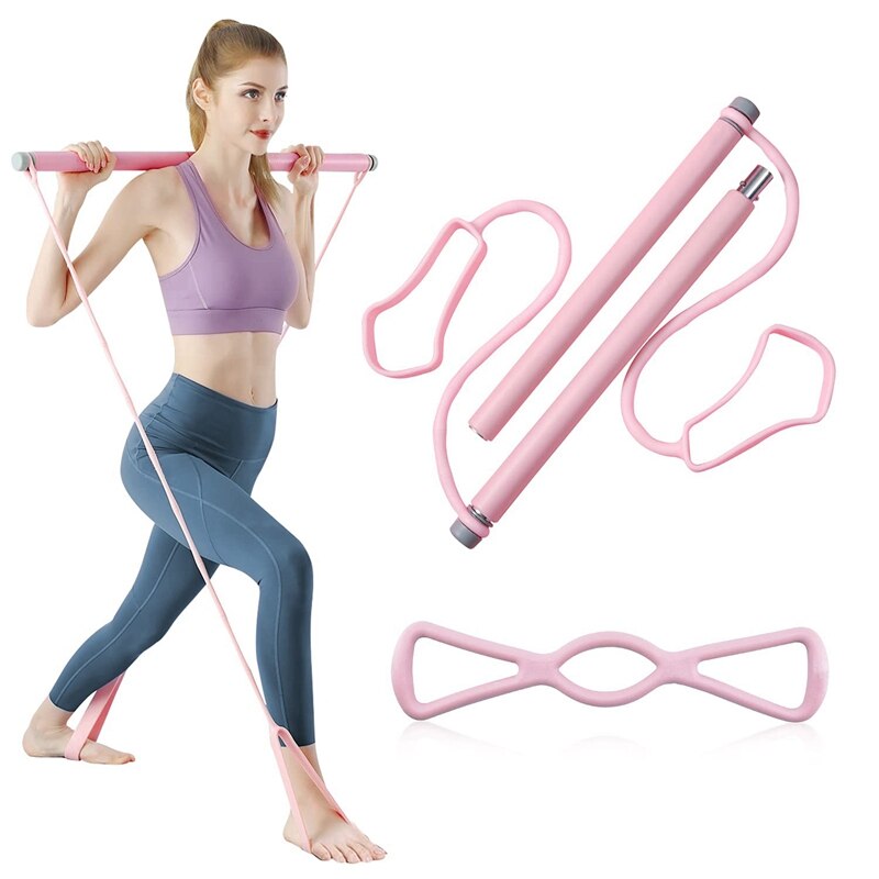 Pilates Bar Kit with Resistance Band Portable Yoga Pilates Home Fitness Portable Pilates Body Sculpting Pilates Bar