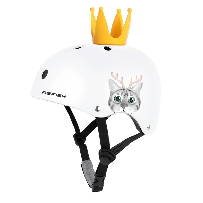 Kids Skateboard Bicycle Helmet Aults Adjustable Motorcycle Helmet with Crown Scooter Balance Bike Riding Protective Gear: S / army green