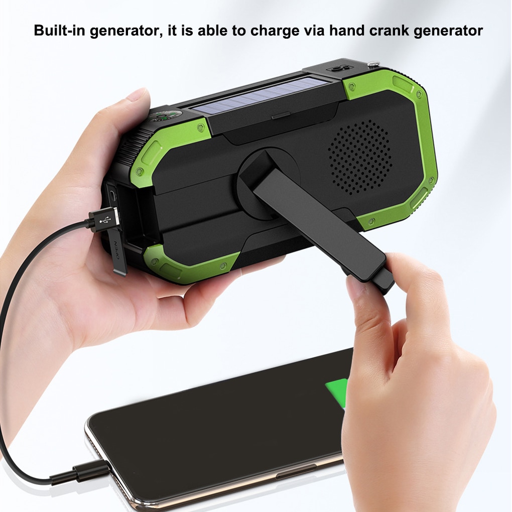 Multifunction Hand Crank Radio Solar Powered AM/FM Weather Radio Use Emergency LED Flashlight 4000mAh Power Bank Phone Charger