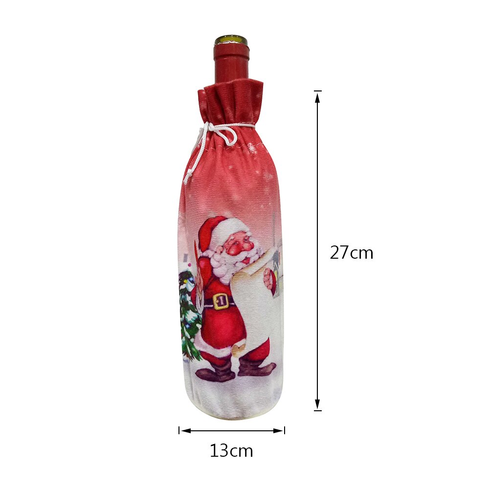 Julemanden snemand linned champagne juleflaske dækker rødvin flaske dækker taske jul fest hjem dekor bord: 1