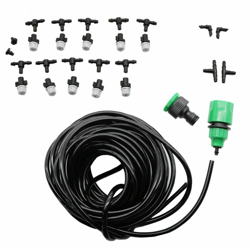 1 set vattendimma kylsystem dimsprinkler munstycke utomhus trädgård uteplats växthusväxter spray dimma slang vattning kit 10m: 10m