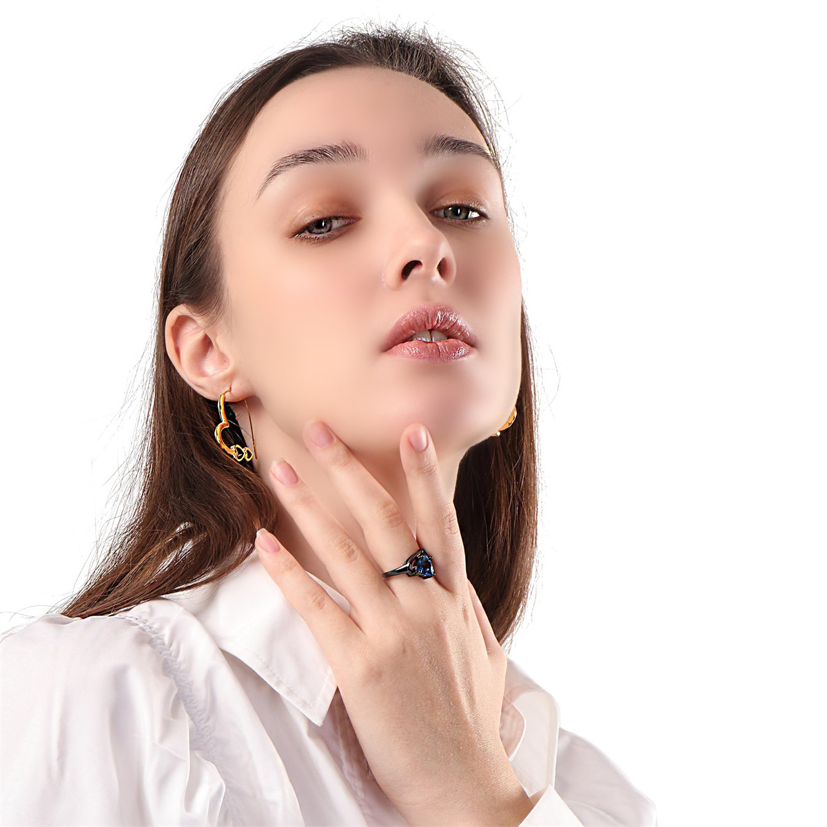 Anillos de pareja de románticos para mujer, anillo de circón con diamantes de imitación azules y corazón, anillo de dragón celta de acero inoxidable para hombre, joyería de boda