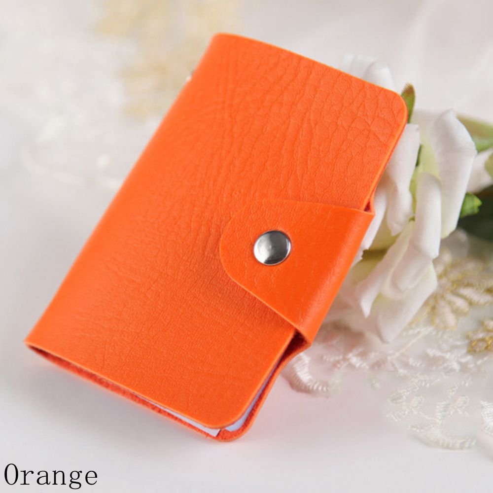 24 Card Slots Business Card Holder PU Leather Plastic Candy Color Korean Passport Bag Cute Card Holder Credit Card Bag: Style 1-orange