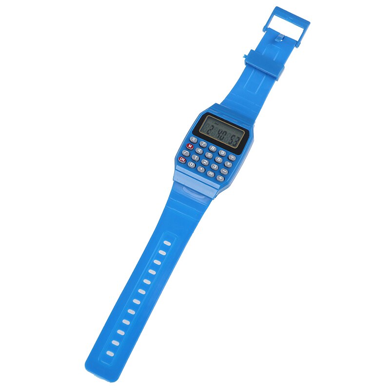 LED Calculator Watch Electronic Digital Chronograph Computer Kids Children Boys Girls Sport Rubber Wrist Watches: Blue