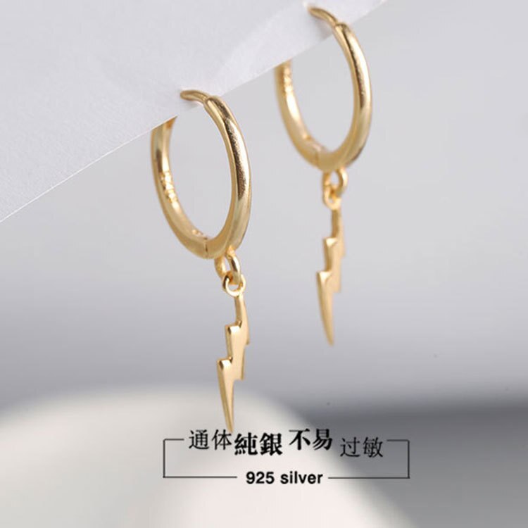 REETI 925 Sterling Silver lightning Hoop Earrings for Women Animal Silver Jewelry Trendy