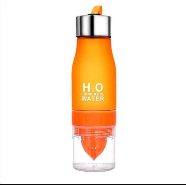Citronsaft frugt vandflaske infuser drikkevare til udendørs bærbar shaker sportsflaske bpa free 650ml: Orange