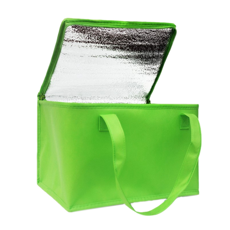 Foldable Large Cooler Bag Portable Food Cake Insulated Bag Aluminum Foil Thermal Box Waterproof Ice Pack Lunch Box Bag: Green