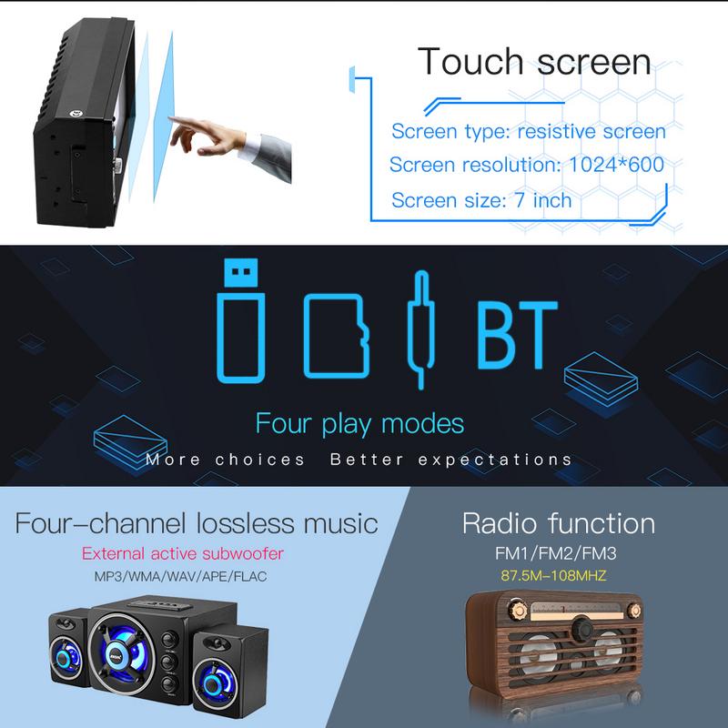 7 Inch Car MP5 Player Bluetooth Touch Screen Stereo Radio Camera Supports Android IOS System MirrorLink 2 DIN Multimedia Player