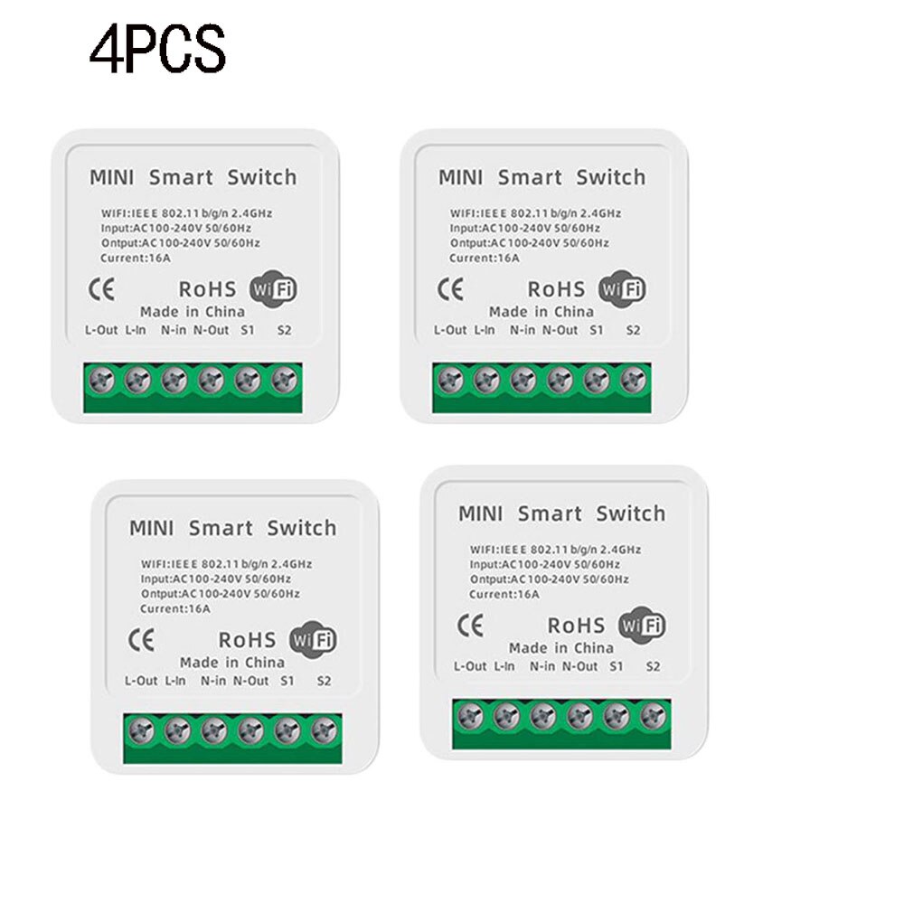 Tuya WiFi Smart Switch 16A Led Light Smart Life Push Module Supports 2 Way APP Voice Relay Timer Google Home Alexa: 4pcs