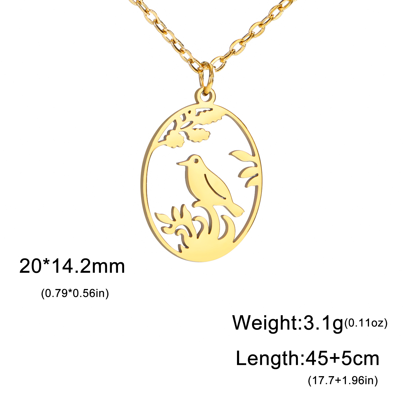 Roestvrijstalen Holle Ellips Dieren Hangers Ketting Meisjes Mode Schattige Konijn Vogels Serie Ketting Ketting Sieraden Voor Vrouwen: Imitation Rhodium Plated