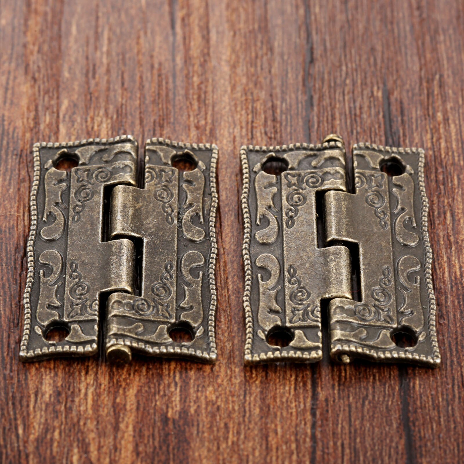 2Pcs Antique Bronze Hinges Cabinet Door Drawer Decorative Mini Hinge For Jewelry Wooden Box Furniture Hardware 35*23mm