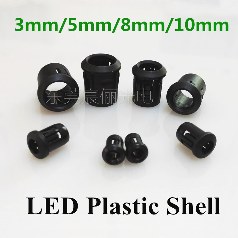 Free ship LED Lamp holder 3mm 5mm 8mm 10mm round LED black Plastic Shell for dip led light diode DIY Pre-wired led lighting