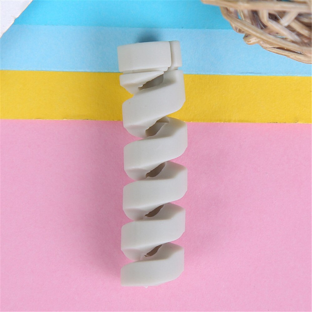 10pcs Spiral Cable Protector Desk Set Earphone Cable Organizer Wire Data Line Holder Winder Wrap Cord Desk Accessories Papeleria: grey