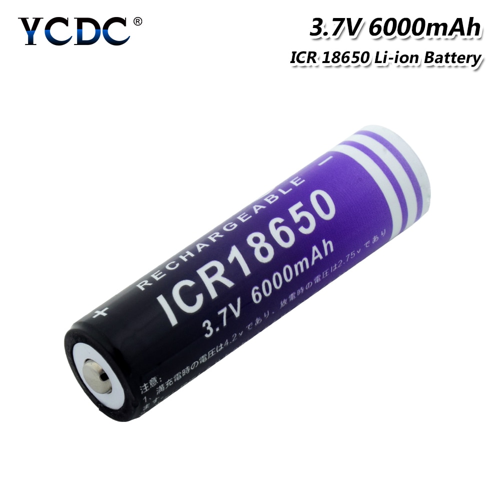 1/2/4 Hoge Capaciteit 6000Mah 18650 Knop Top Lithium-Ion Batterij 3.7 V Icr 18650 Torch Led licht Zaklamp Vervangende Mobiele