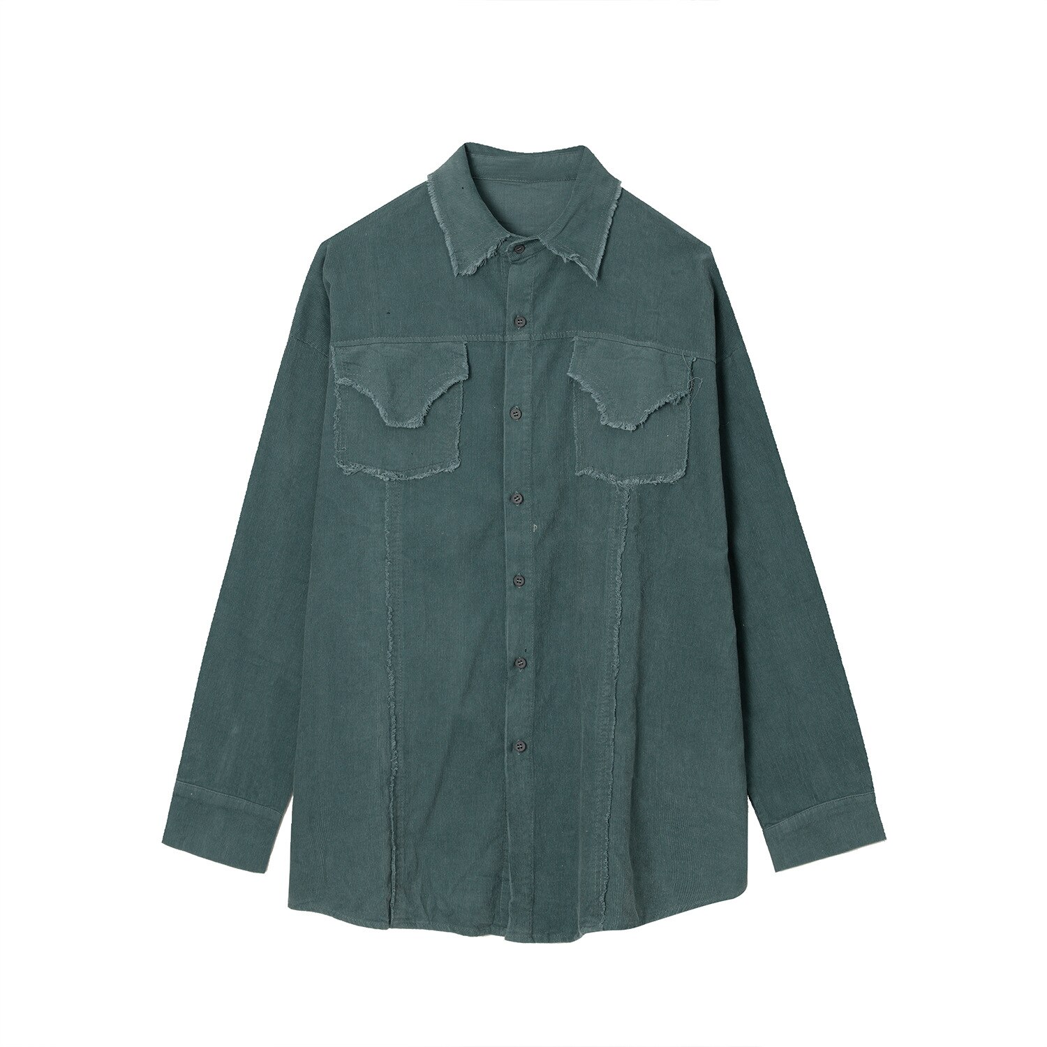 Menn kordfløyel ødelagt vintage stil bokstavtrykk langermet uformell løs skjorte mannlige kvinner par streetwear hip hop dress skjorter: 6033 blå / M