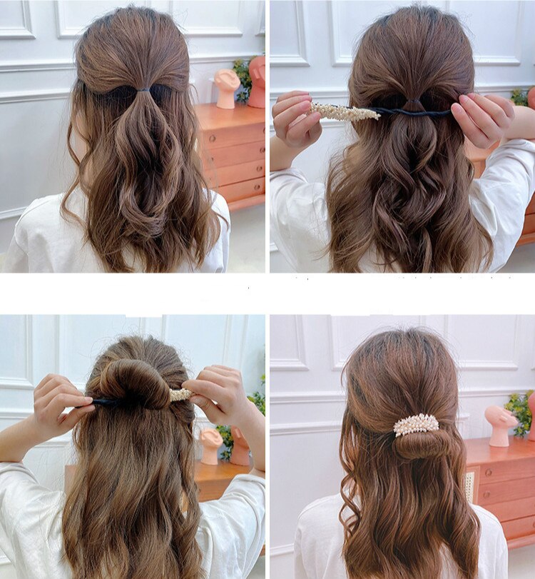 Ruban en cristal pour faire des chignon pour femmes, outils bricolage fabrication de cheveux, Style coréen, accessoires pour boucler les cheveux