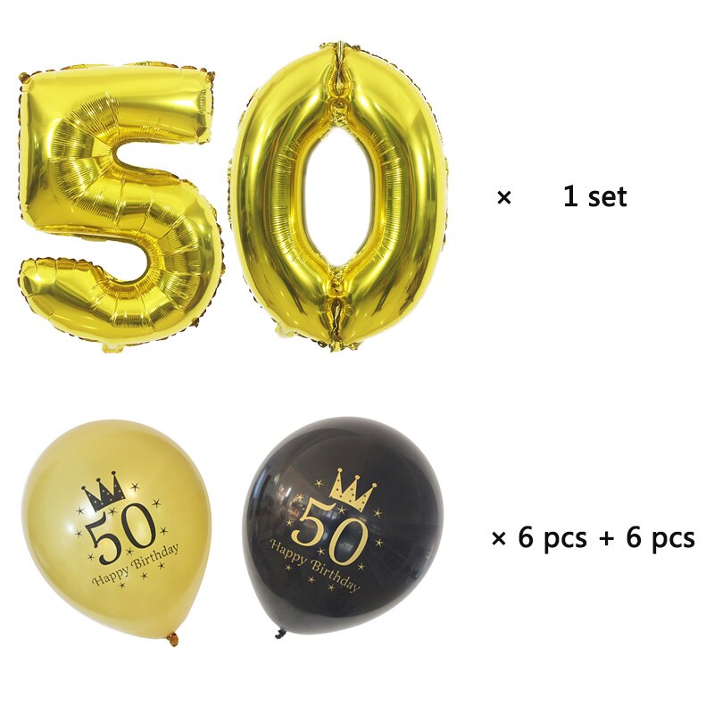 30th cumpleaños globo 40 50 60 70 80 años decoraciones para de cumpleaños número 30 adultos Oro Negro cumpleaños globos: 50th
