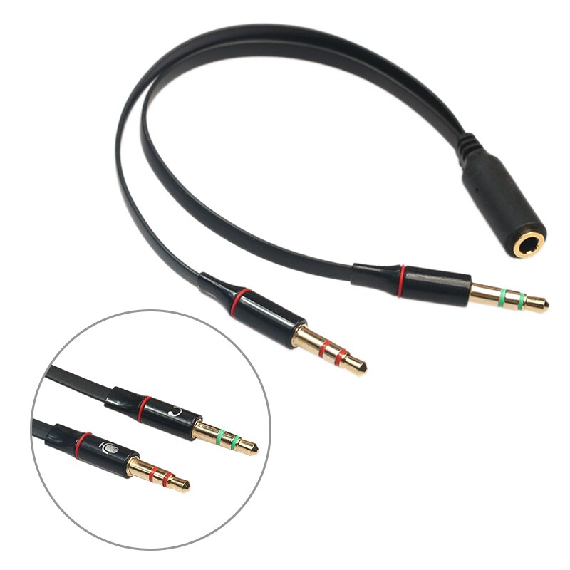 In Stock 3.5mm Y Splitter Cable For Headphone Computer Female To 2 Male Black White Mic Audio Headset To PC Stereo Adapter