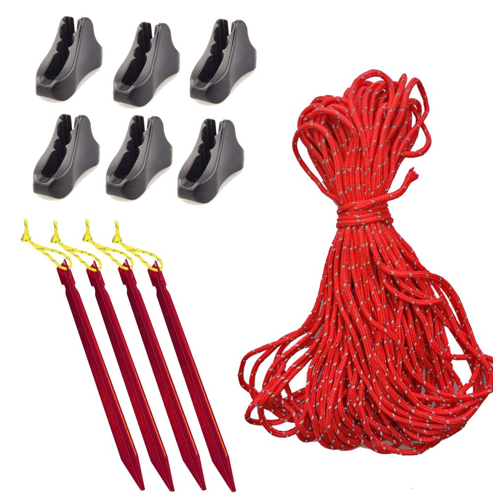 Reflekterande paracord tält lina rep camping markis rep tältpinnar spik tält fäste vindrep spänne fäste sladd propp: Färg 2