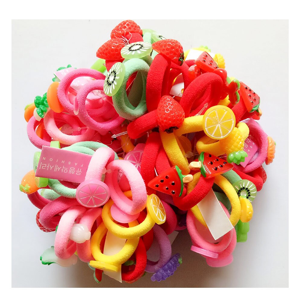 100 stks/partij Schattige Zoete Diverse Patroon Carton Karakter Elastische Hair Touwen Bands Touwen Kids Haar Accessoires