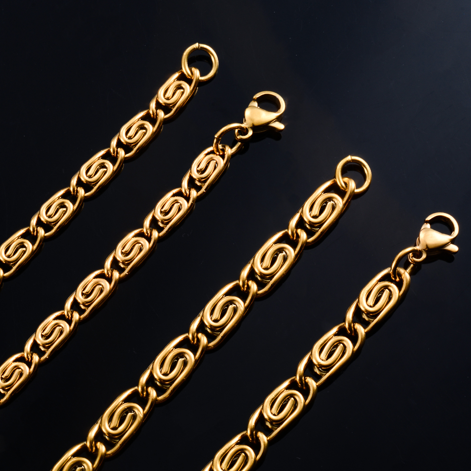 Roestvrijstalen ketting met schakels in de vorm van een paperclip, 1.5mm 2mm voor dames en heren, goudkleurige hiphop choker sieraden