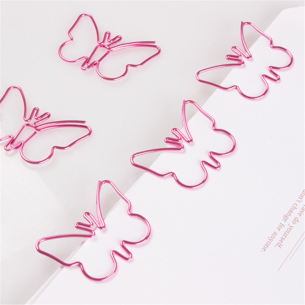 18Pcs Pink Butterfly Shaped Paperclip Cute Metal Paper Clips Kawaii Stationery