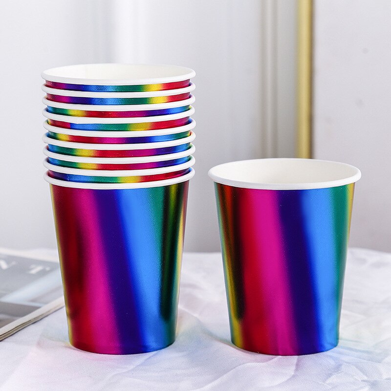 10Pcs Golden Cup Party Papier Servies Verjaardag Party Diner Plaat Stip Gestreepte Cup Voor Wedding Party Decoratie Collectie: 14style-cup-10pcs