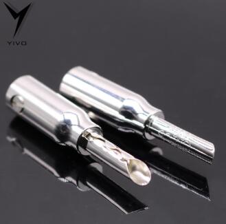 4 pcs Hi-end HiFi YIVO CMC 0668-CU-R Audio Zuiver Rood Koper plating zilver banaanstekker Connector Jack 3mm ~ 6mm Speaker kabel: plated silver