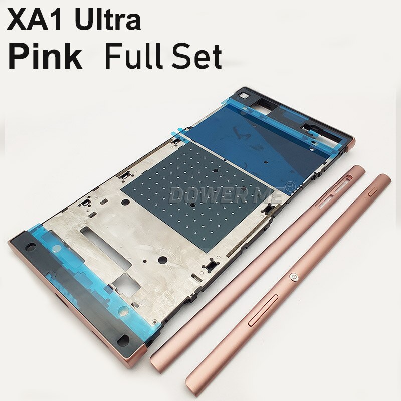 Dower Me Midden Frame Chassis Bezel Met Metal Side Deel En Bottons Lijm Voor Sony Xperia XA1 Ultra G3221 G3212 g3226 XA1U: Full Set  Pink