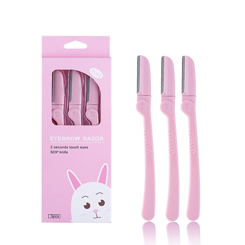Recortador de cejas práctico, cuchilla de afeitar segura para la cara, eliminador de vello corporal y Facial, espátula, herramientas de maquillaje de belleza, 3/6 Uds.: 3pcs