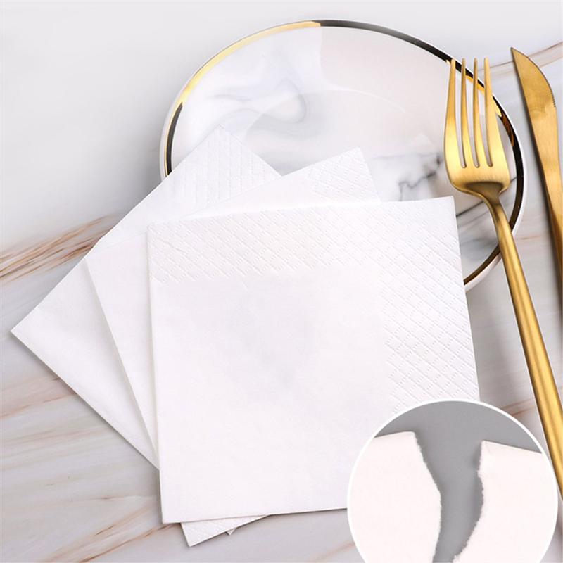 200 Vellen Ruwe Houtpulp Servet Vierkante Embossing Servet Zachte Servetten Levert Wit Gedrukt Tissue voor Hotel Banket Party Gebruik