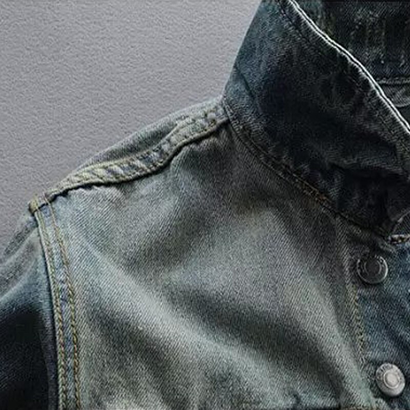 Denim Bomberjack Mannelijke Solid Slim Casual Mannen Katoen Dunne Korte Turn-Down Kraag Kleding