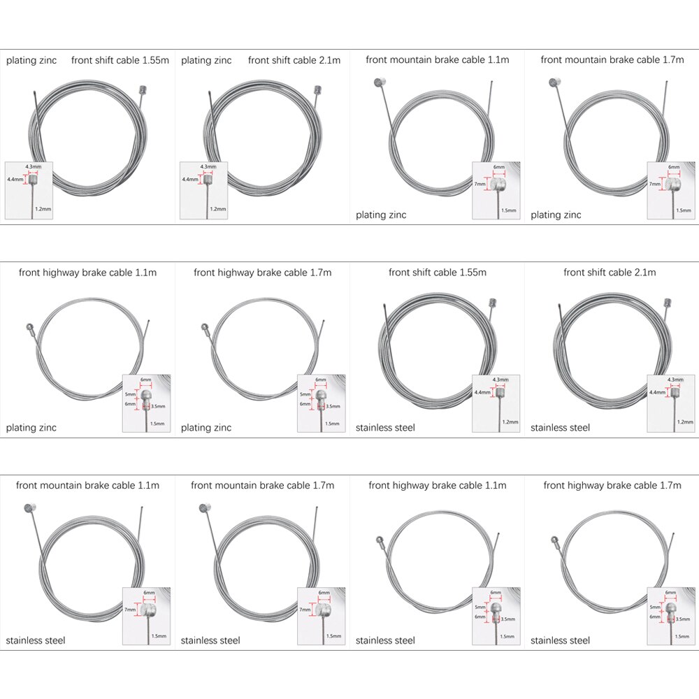1pc rustfrit stål/beklædning zink fast gearskifter gearskifter/bremseledningskabel kerne indvendig wire mtb landevejscykeldel