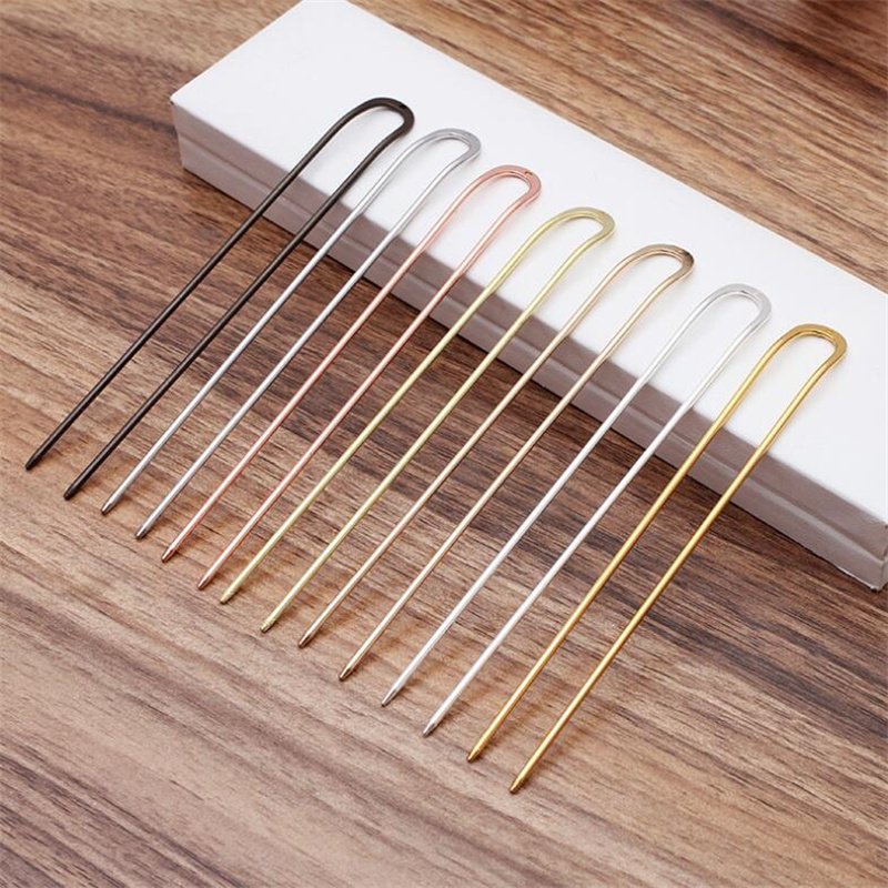 Basehome 5 stk 6 farver 130 x 2mm hårnåle hårkam guld/forsølvet hårtøj gør-det-selv tilbehør fund