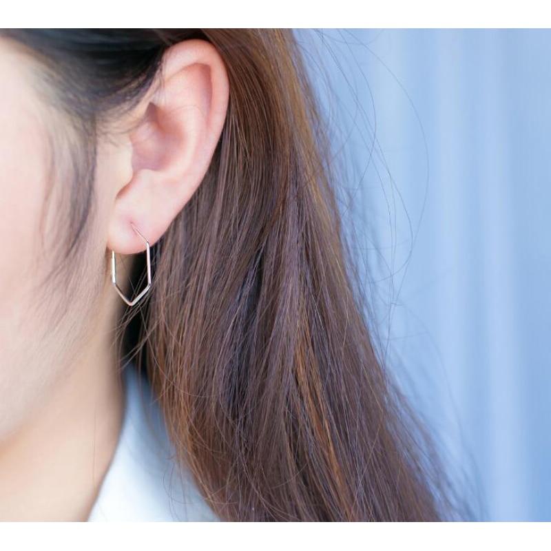Inzatt 100% 925 sterling sølv hyperbole minimalistisk geometrisk polygon hoop øreringe tilbehør til kvinder fine smykker